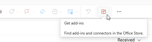 Screenshot des Get-Add-Ins-Buttons in Microsoft Outlook im Web