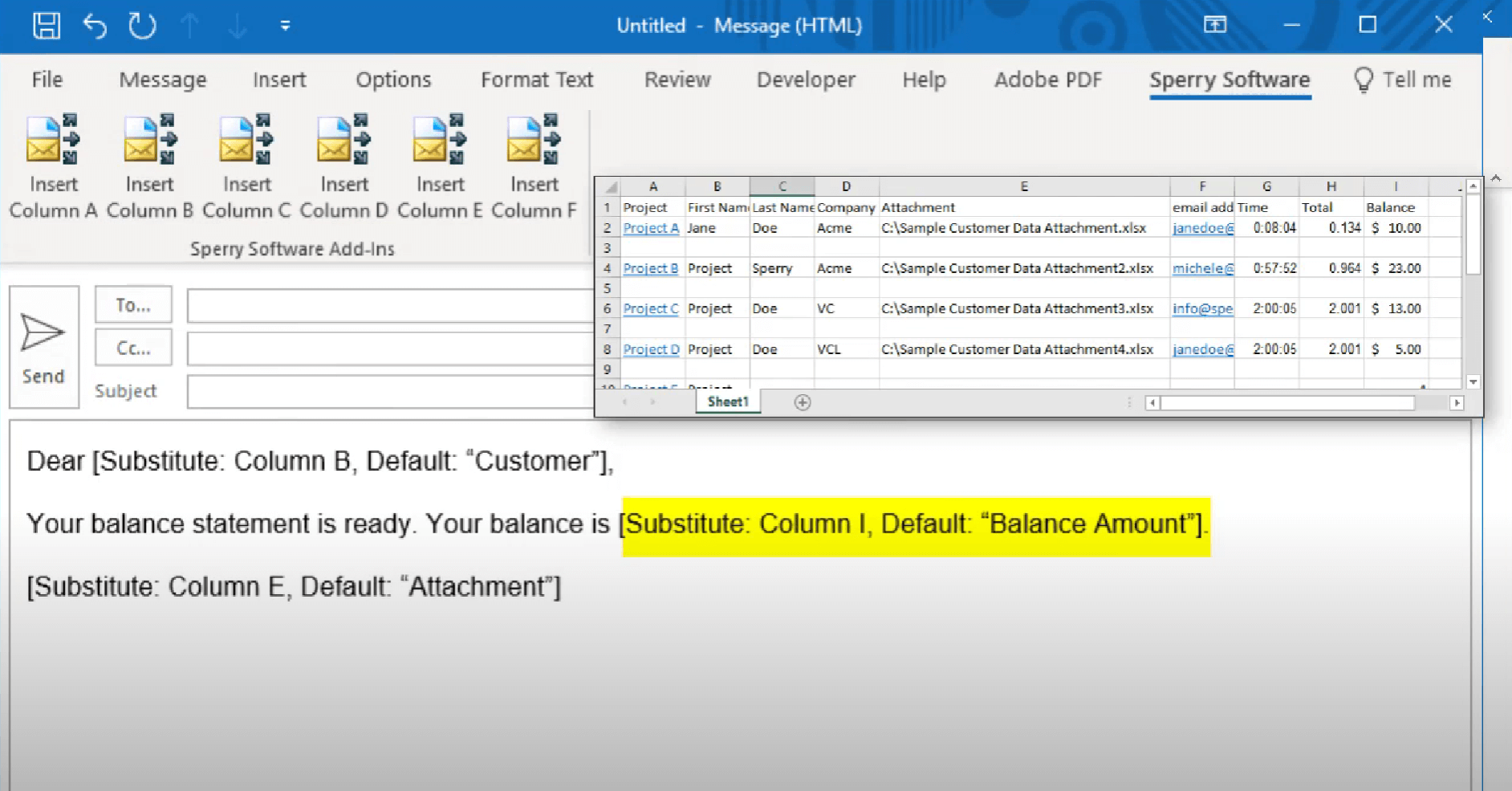Screenshot of Sperry einzeln senden