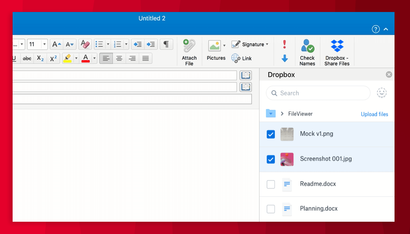 Dropbox für Outlook Screenshot © Dropbox