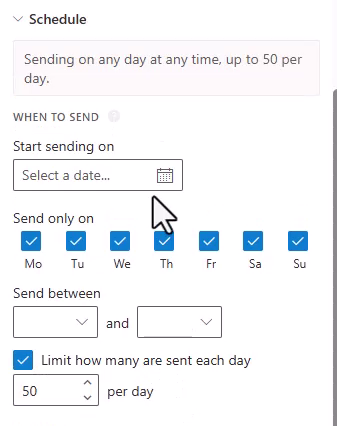 The daily message limit in the When to send subgroup